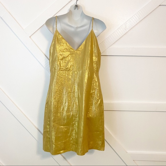 Sandro Draped Faux Wrap Metallic Ruffle Mini Dress - Picture 6 of 9